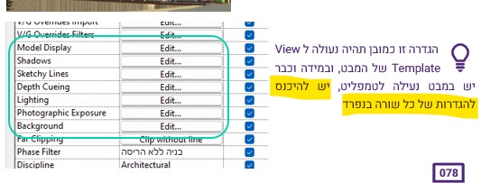 שינוי הגדרות נראות של חזית ב-View Template